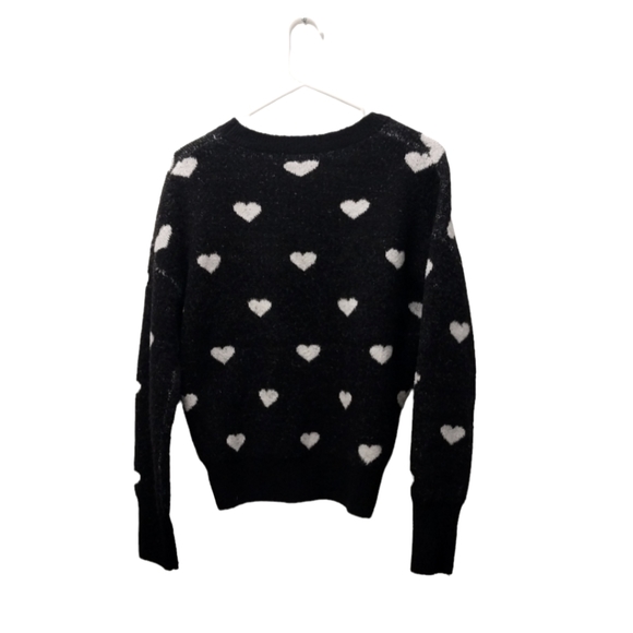 RW & CO cute Love hearts print Sweater sz  Small in Black - Picture 2 of 5